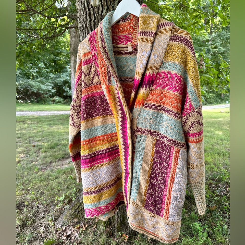 Anthropologie Pilcro Colorful Chunky Knit Cardigan Sweater - Picture 5 of 8